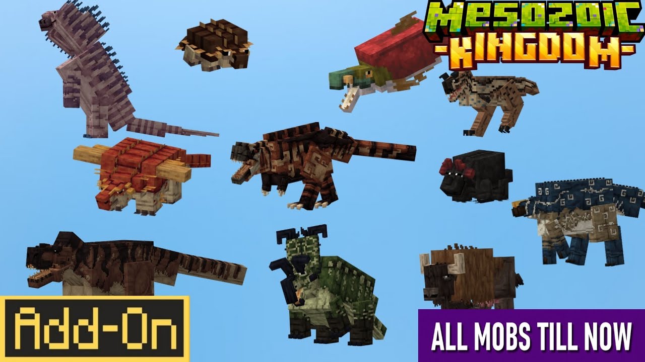 Mesozoic Kingdom Add-on By Luis All mobs Showcase By GoldenKnight YT 