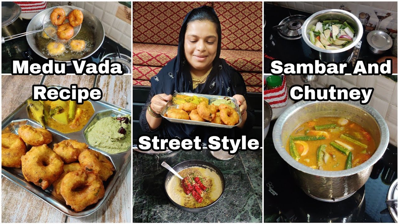 Medu Vada Recipe With Sambar And Chutney | How To Make Crispy Medu Vada | Vada Sambar Recipe