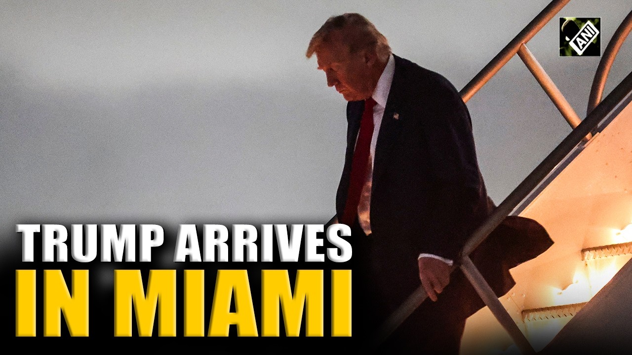 U.S. President Donald Trump arrives at Miami International Airport