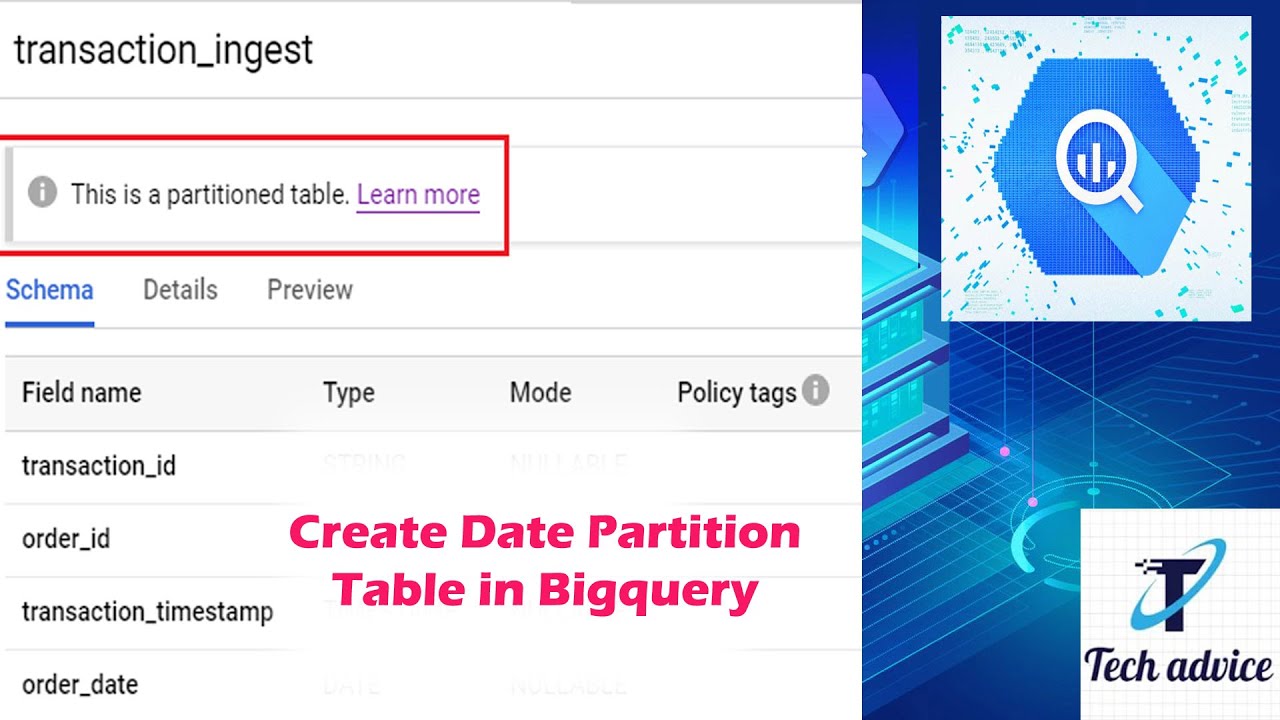 Create Date Partition Table in Bigquery