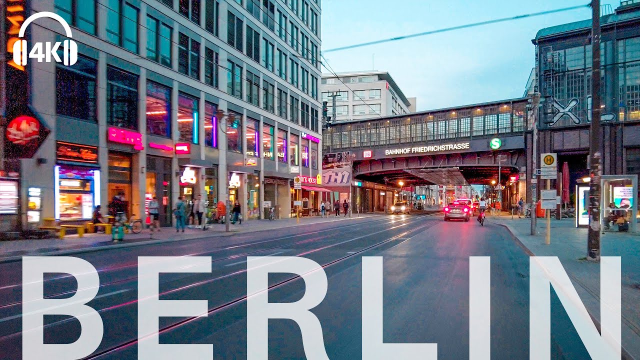 🇩🇪 Berlin 4K Bike tour Summer evening 2021 Friedrichstraße, Hackescher Markt ASMR 3D sounds