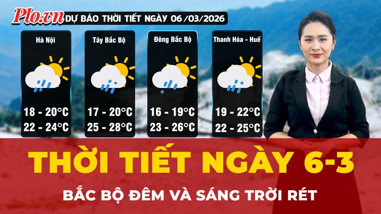 Thời tiết ngày 6-3: Bắc bộ đêm và sáng trời rét, Nam Bộ mưa giông