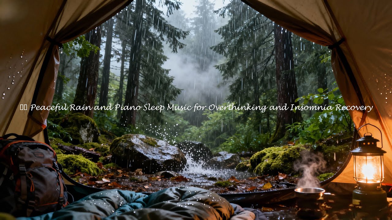 All Night Rain Sounds with Piano for Deep Relaxation 🌙 