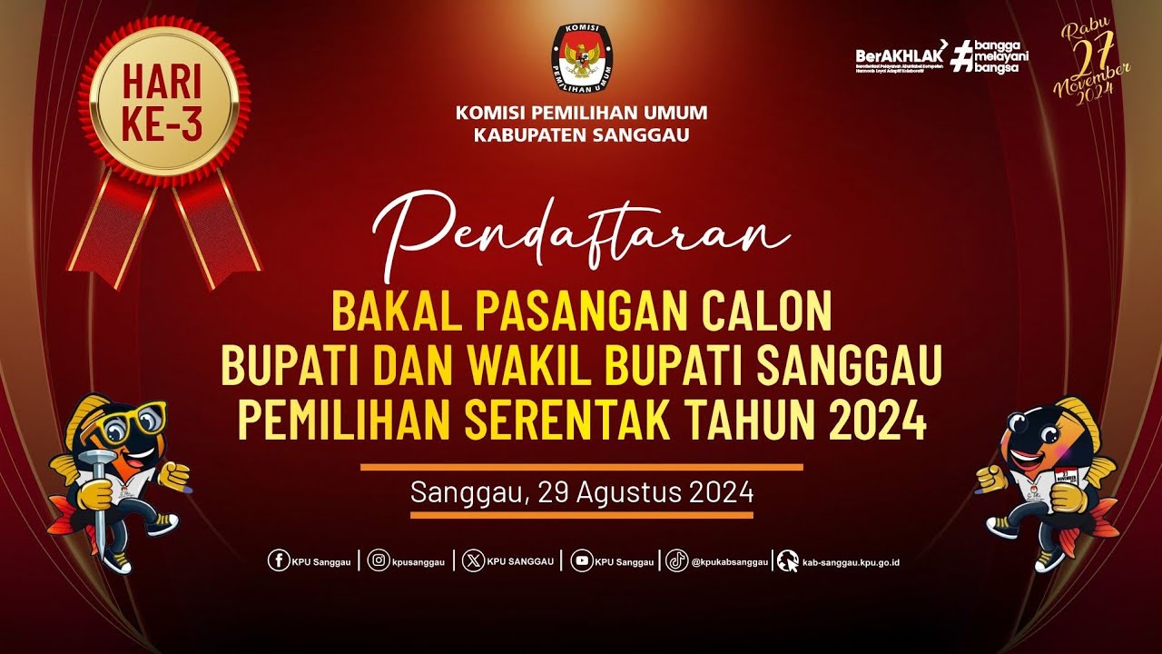 Hari Ketiga Pendaftaran Bakal Pasangan Calon Bupati dan Wakil Bupati Sanggau Tahun 2024