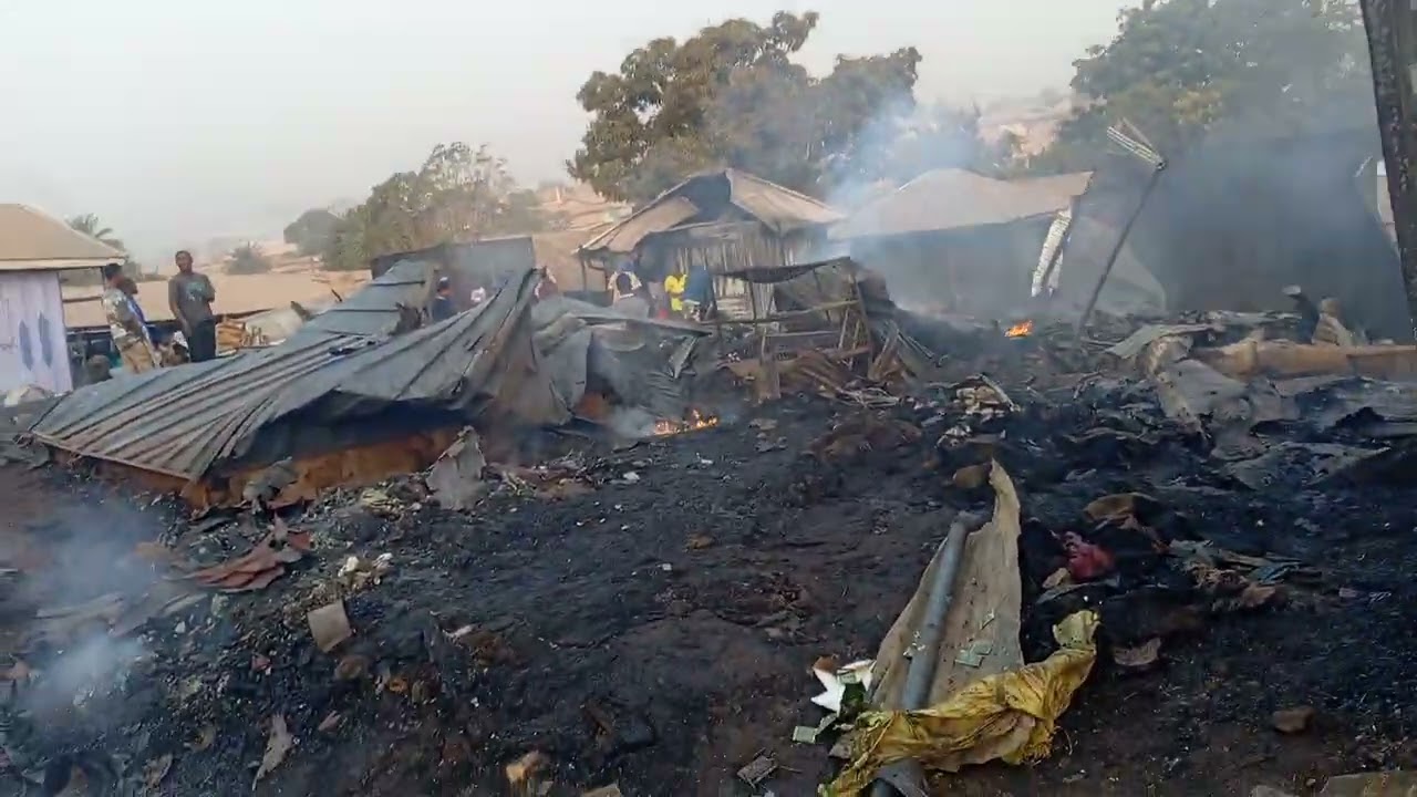 The morning after the fire outbreak🔥: TECHIMAN MARKET