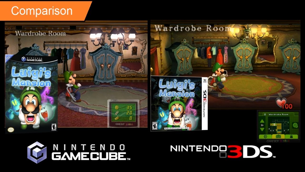 Luigi's mansion (Gamecube vs 3DS) comparison