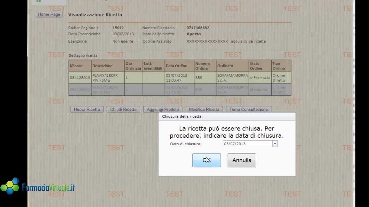 Consegna prodotti, riapertura o eliminazione ricetta su WebDPC