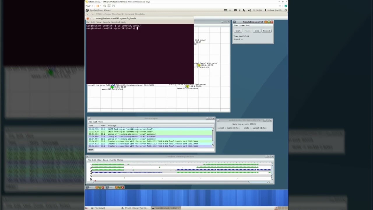 Cooja simulation for Smart Temperature Monitoring system using IOT devices