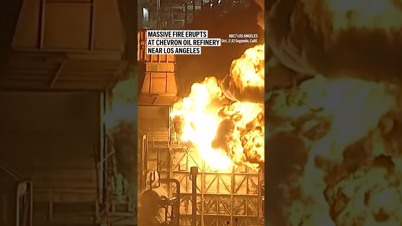 Massive fire erupts at Chevron oil refinery near Los Angeles