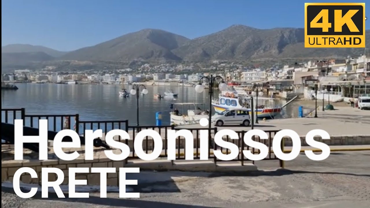 Hersonissos Creta Maris Easter holidays relaxing tour walk Chersonissos Heraklion Crete Greece 4k