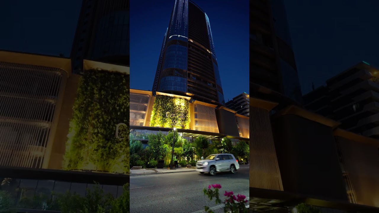 Cavalli Tower at Night | Stunning Lights & Greenery on Golan Street