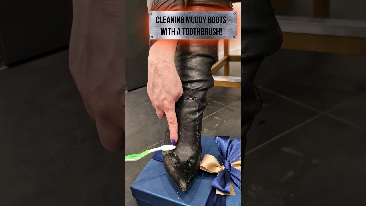 Cleaning muddy boots with a toothbrush! #toothbrush #muddycleaning #dirty