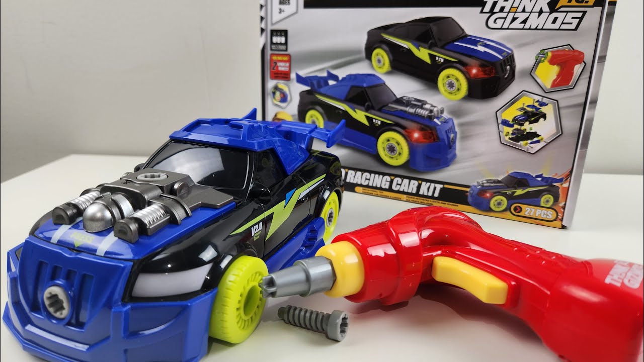 Playing with Take Apart Turbo Race Car Kit