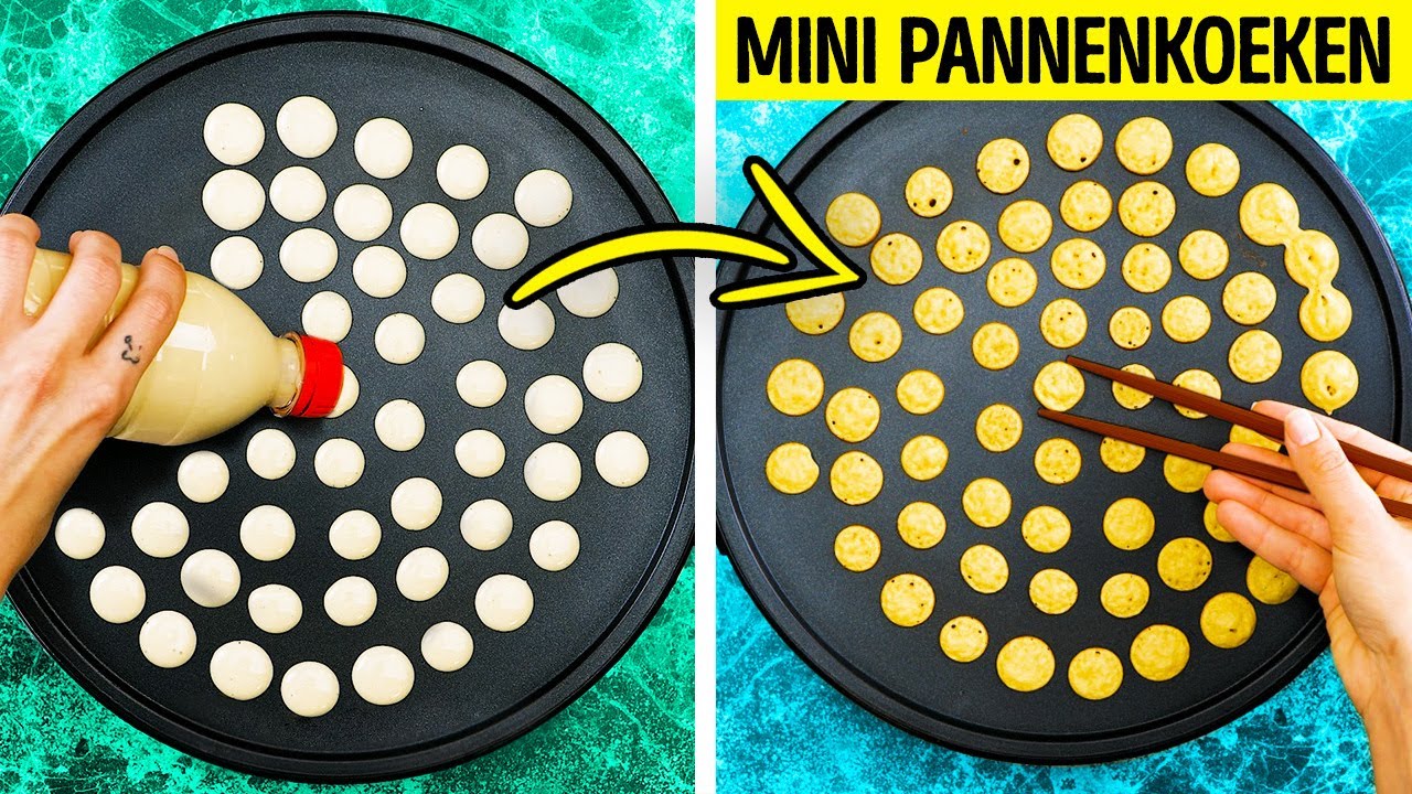 27 MINIATUURVOEDSELIDEEËN || MINI PANNENKOEKEN, MINI BURGER