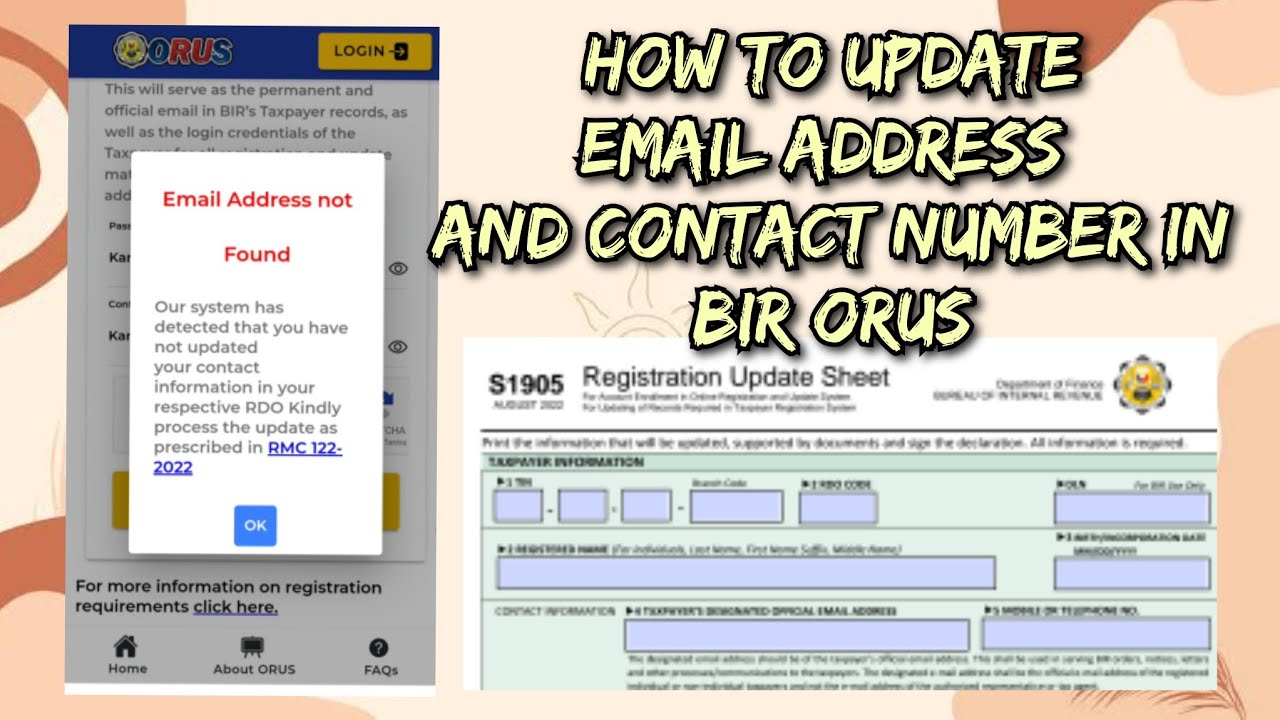 BIR: How to update Email address and contact number in BIR ORUS website | With existing TIN ID