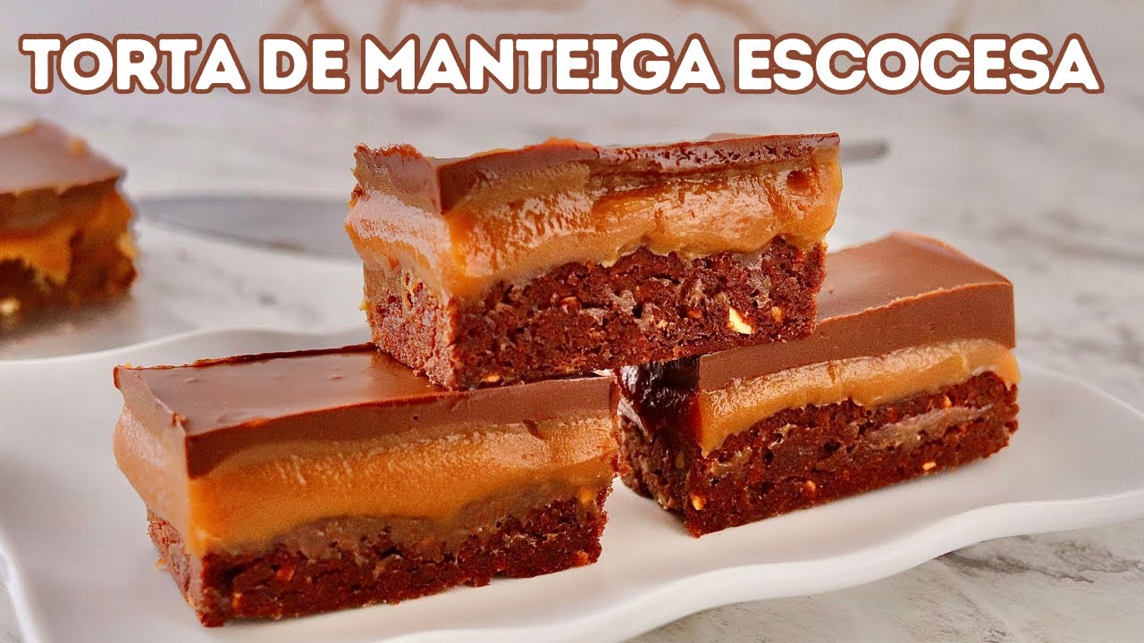 TORTA DE MANTEIGA ESCOCESA DO PICA PAU - COM CARAMELO E CHOCOLATE