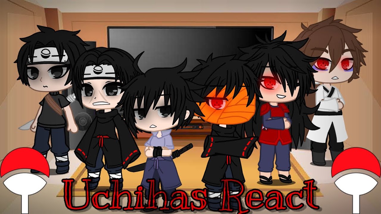Obito, Sasuke, Madara, Itachi, Indra e Shisui reagindo ao do Clã Uchiha