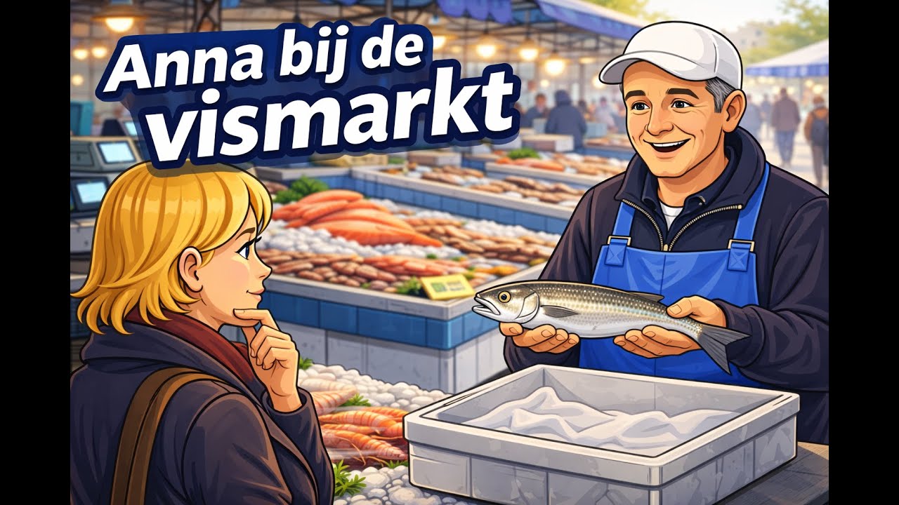 How to talk at Fish Market? 🐟 | Easy Dutch Story at the Market (A2)