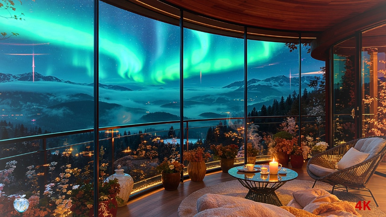 Aurora Borealis Winter Retreat ☕ | Calming Lofi Beats for Sleep & Stress Relief