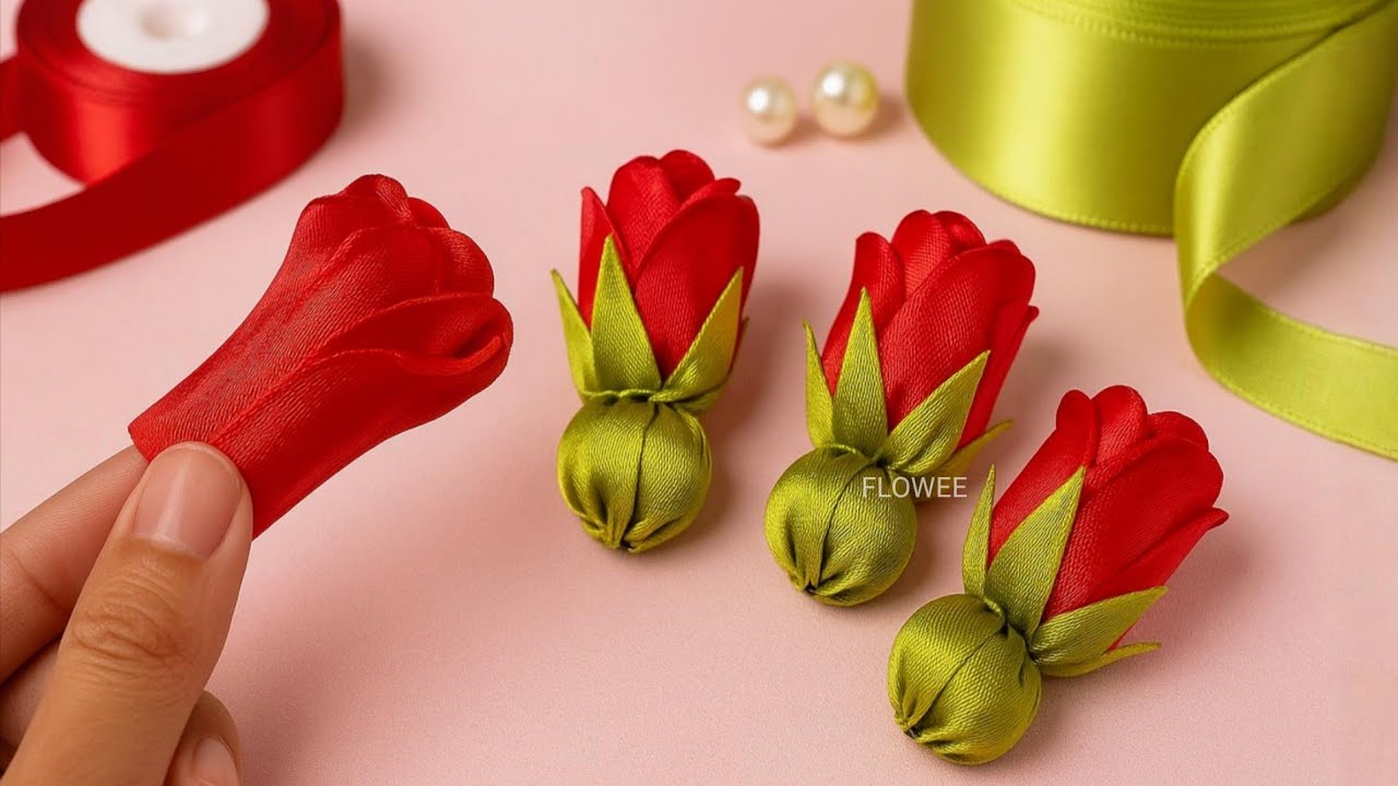 Most Unique Ribbon Rosebud You’ll Ever See! (With Puffy Base!)