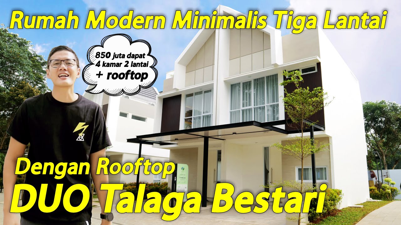 Rumah Modern Minimalis Tiga Lantai Dengan Rooftop DUO Talaga Bestari