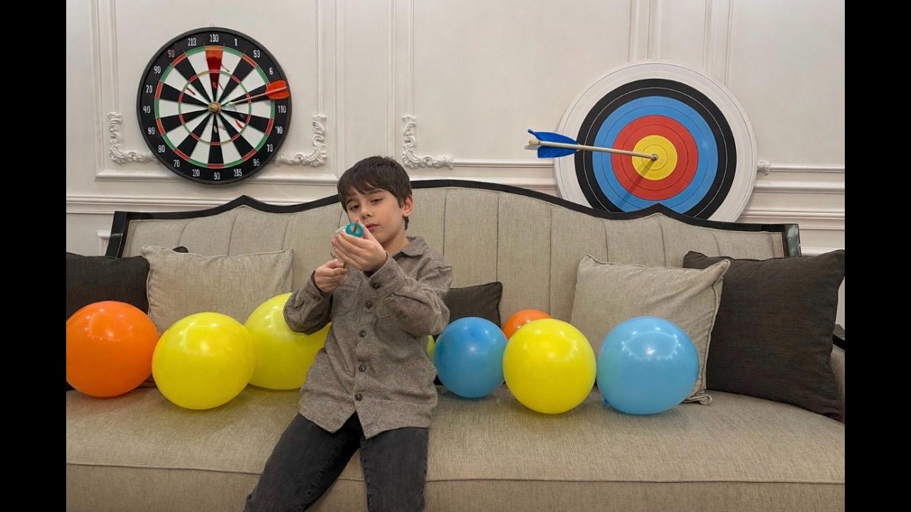 Kendi yaptığımız oyuncakla balon patlatmaca:) #keşfet #ok #yay #oyuncak #viral #çocuk #trending
