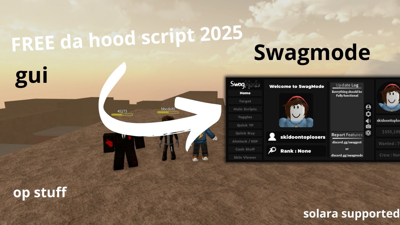 Swagmode da hood script 2025, FREE, comback, solara supported, op gui with alot features