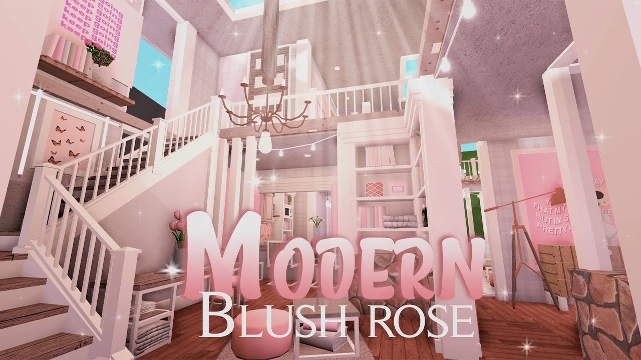 Roblox || Bloxburg: Modern Blush Rose Villa || House Build