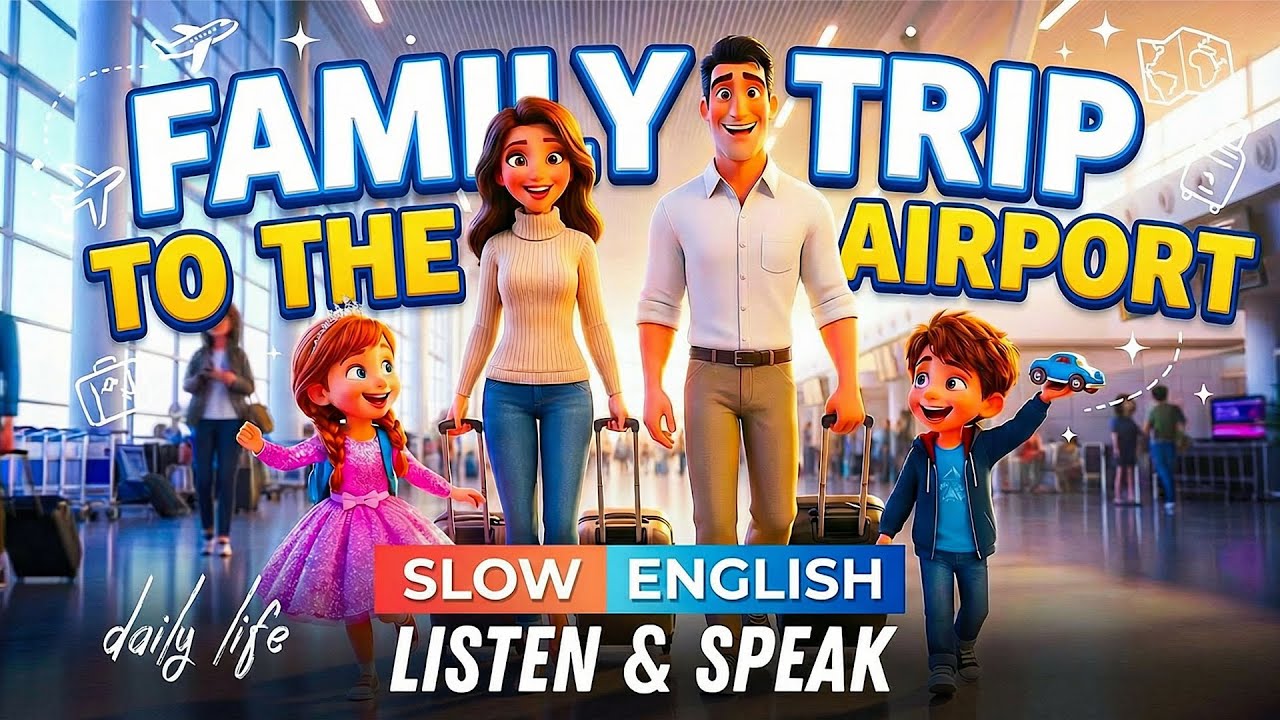 Family Trip to the Airport ✈️ | Easy English Listening Practice (A2 Level) | Slow English