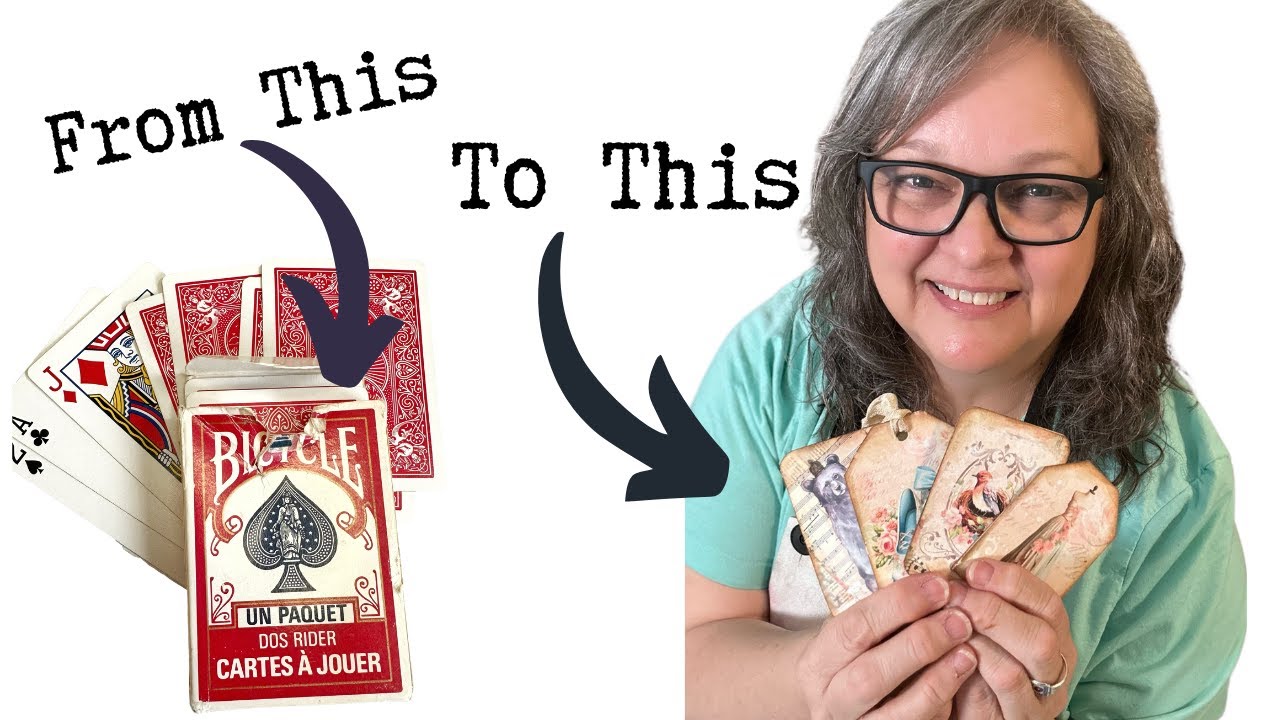 Altered playing cards to JUNK JOURNAL cards,  with  paper and glue #junkjournal #papercraft