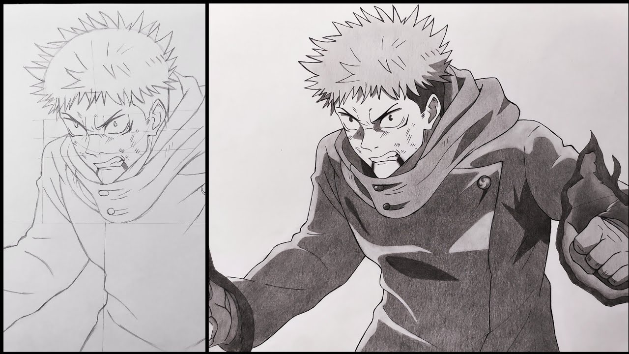 Cara Menggambar Itadori Yuji - Jujutsu Kaisen | Tutorial Step by Step