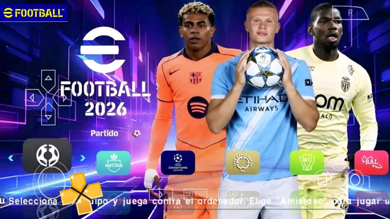 eFootball PES 2026 PPSSPP Android Offline Полное обновление Клубная форма, форма для Лиги чемпион...