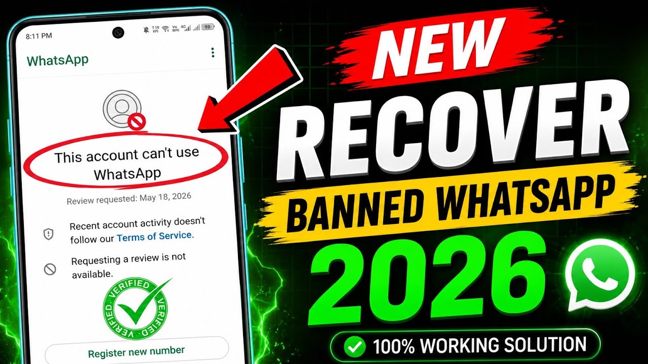Ban Whatsapp Problem New 2026 (100% Working)✅ || This account can't use Whatsapp Problem New 2026