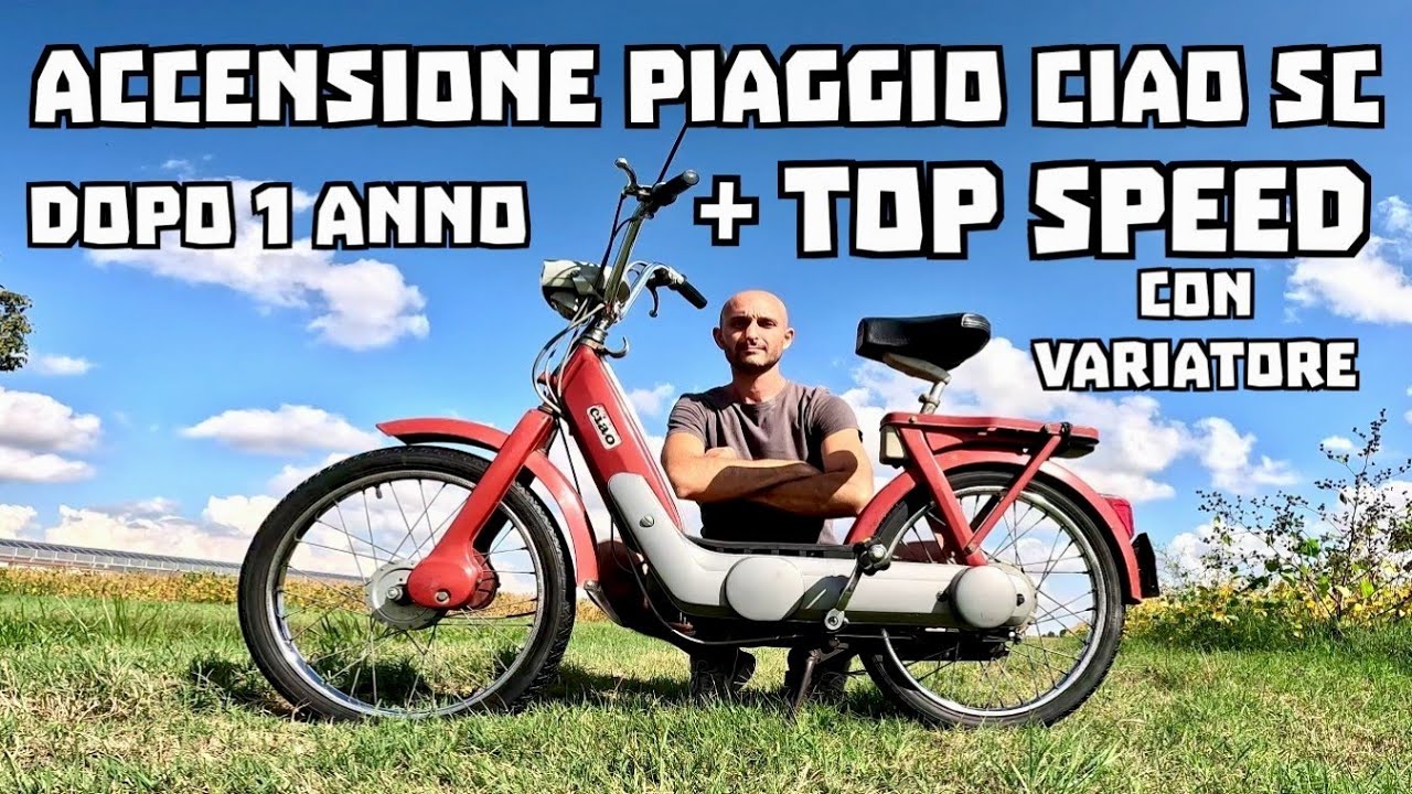 Piaggio Ciao SC 50 cc rosso katmandou accensione dopo 1 anno + test top speed con variatore!