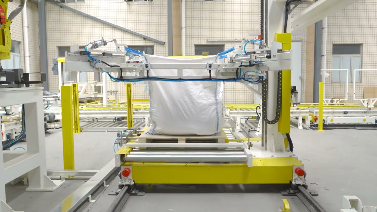 Automatic Packaging Line Robotic Stacking Bags with Pallet Dispenser Robot Palletizer Cement ton Bag