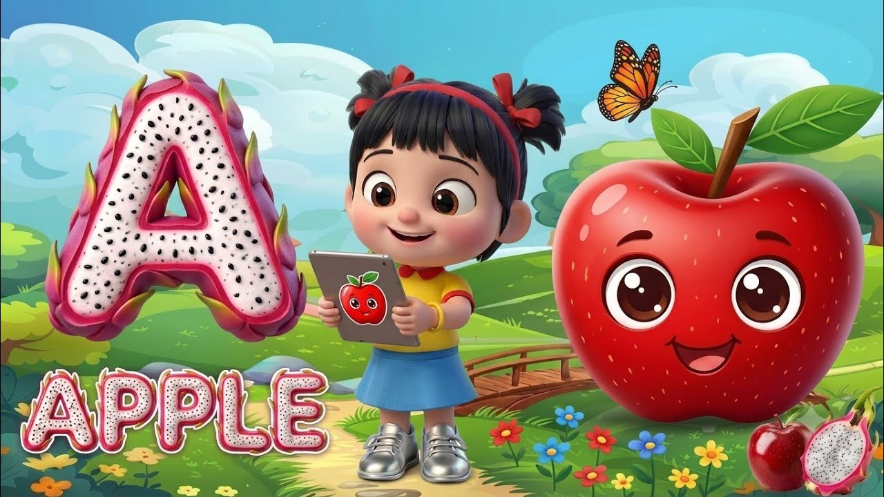 Фонетическая песня 2 с ДВУМЯ словами в 3D &mdash; А значит Арбуз🍎🍏 &mdash; Песни с алфавитом ABC со звуками д...