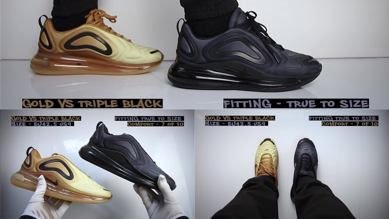 Nike Air Max 720 Gold vs Black - On Feet Compare