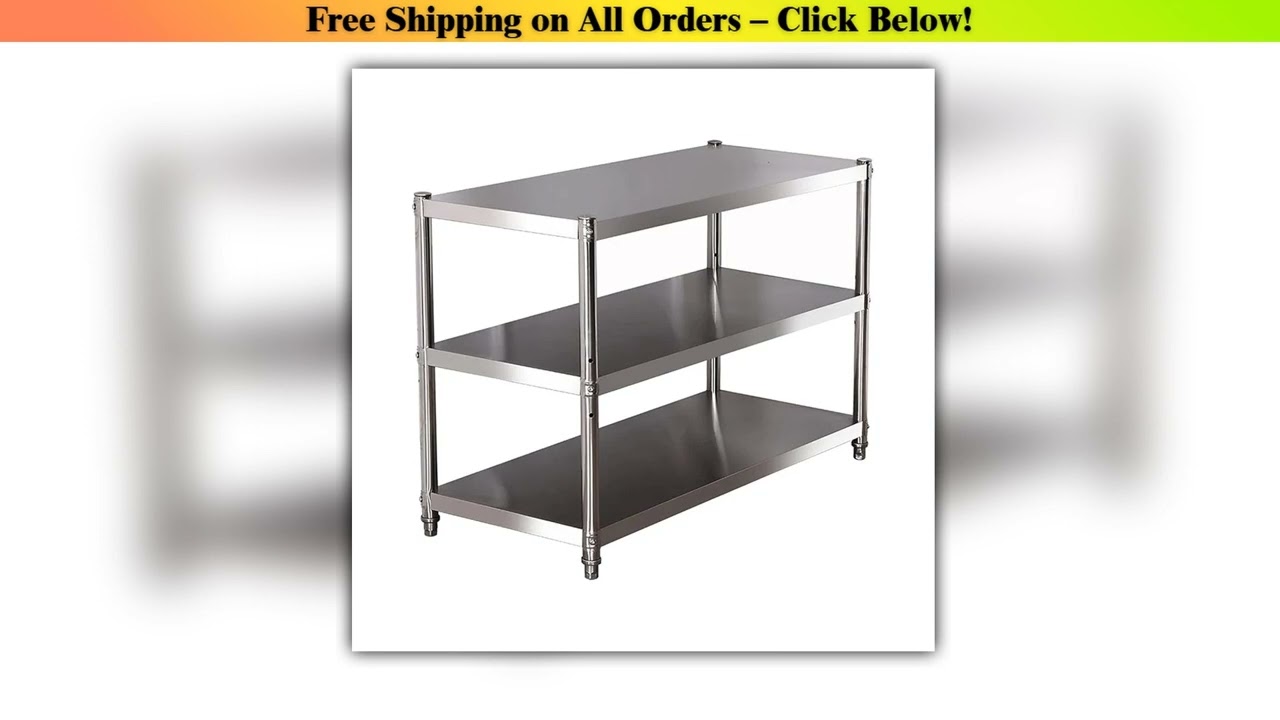 Stainless Steel Shelf, Kitchen Storage Rack, 3-Tier Shelving Units and Storage, Standing Shelving