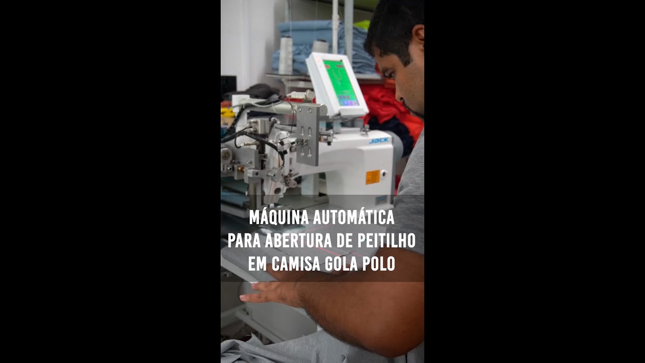 Máquina automática para abertura de peitilho em camisa gola polo - Unipeças