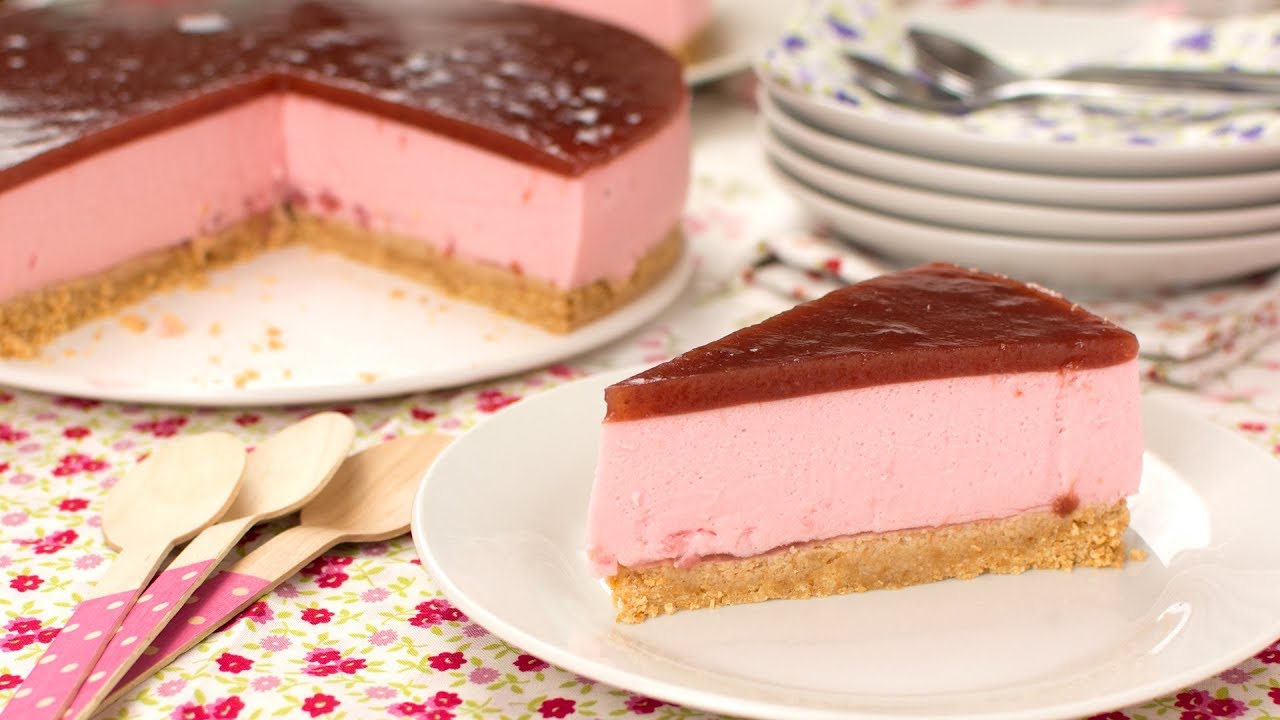 TARTA DE YOGUR DE FRESA SIN HORNO