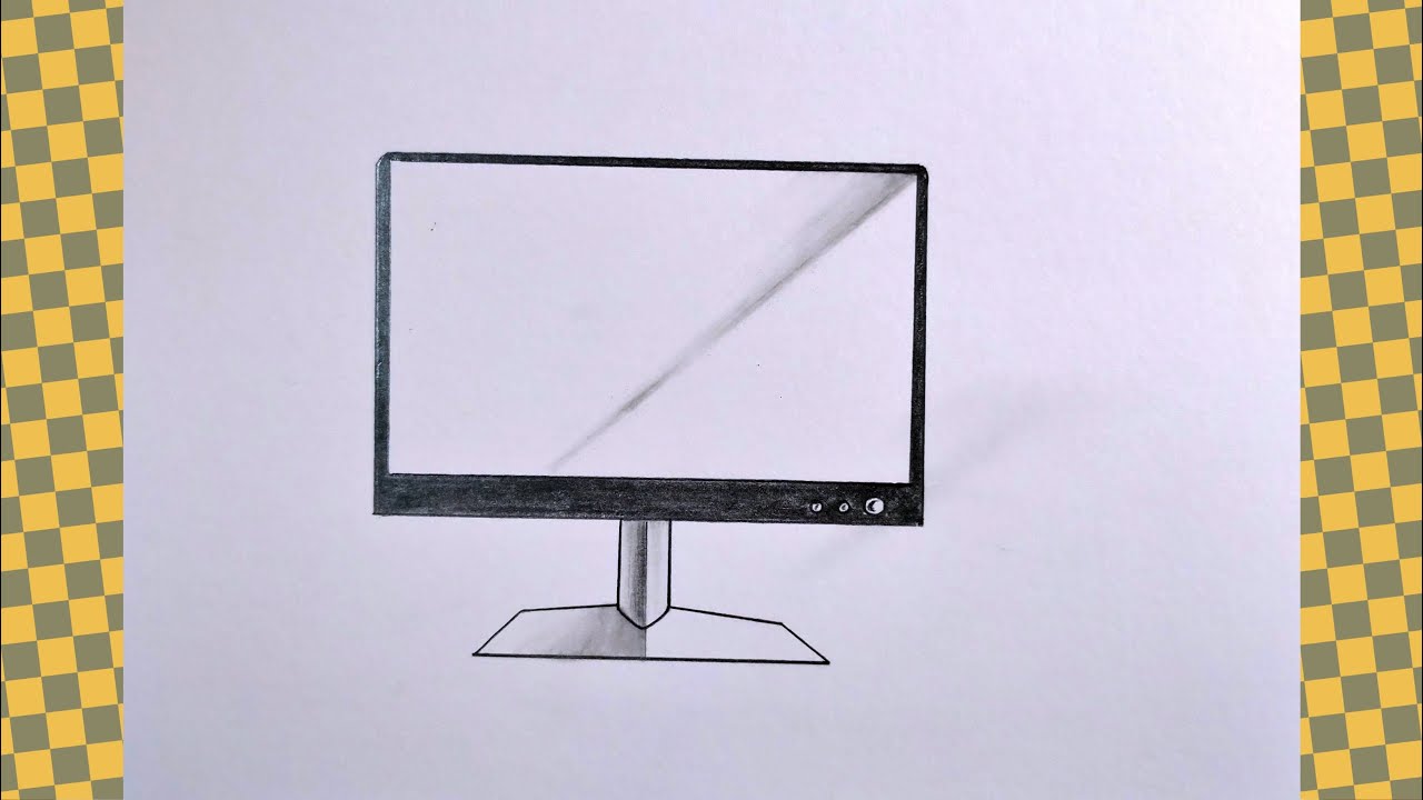 computer monitor drawing | computer and its part drawing | computer output device drawing
