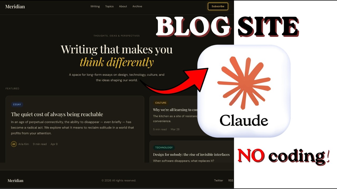 Учебное пособие по веб-дизайну с использованием Claude AI 🔥 Создайте блог мгновенно