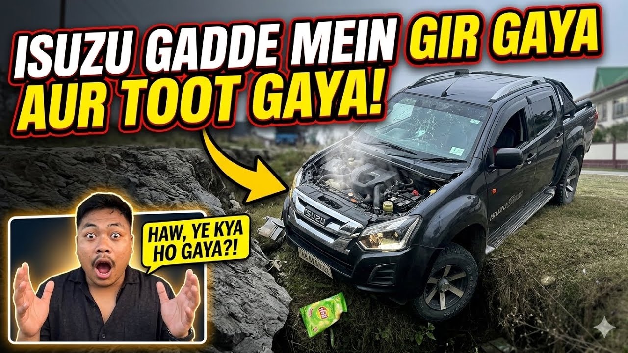 ISUZU Gadde me Gir gaya aur toot gaya////#summer #accident 