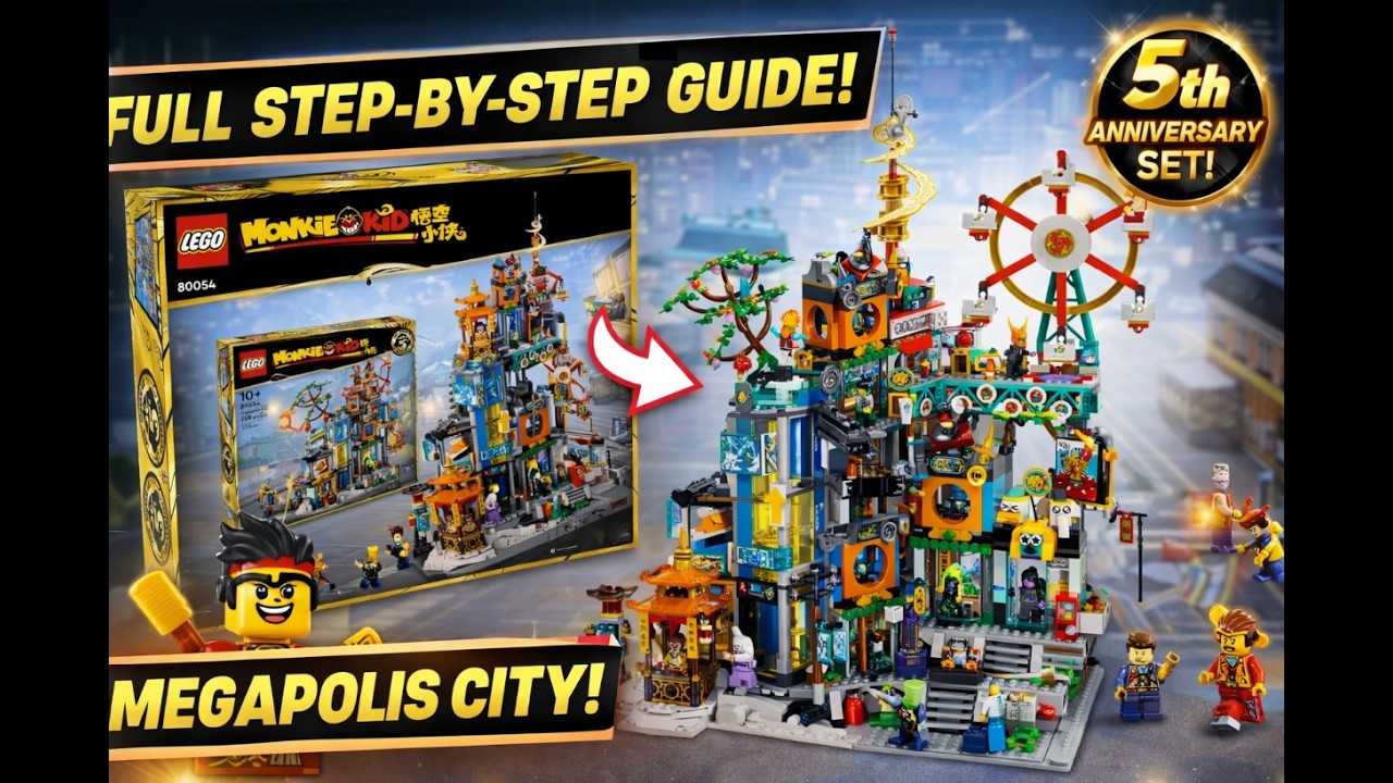 LEGO Monkie Kid 80054 Megapolis City – FULL Step-By-Step Build Guide (5th Anniversary Set!)
