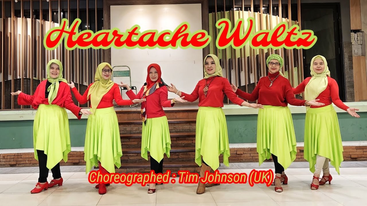 HEARTACHE WALTZ - Line Dance || Tim Johnson (UK) || Intermediate Waltz || Demo : Ladies Clover LD