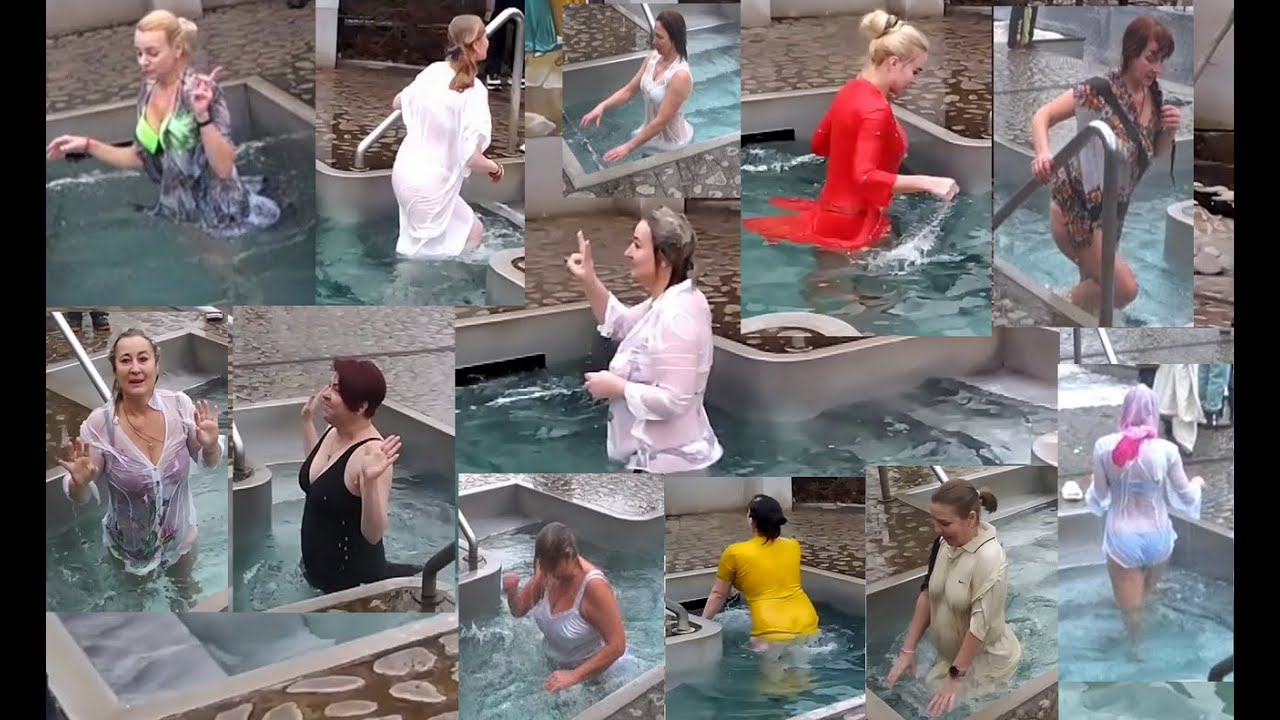 BAPTISM IN ICE HOLE | GIRLS IN CLOTHES BATH IN ICY WATER 🔥/ EPIPHANY BATHING / WINTER  SWIMMING |NEW