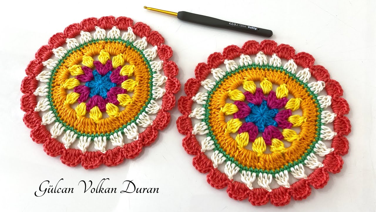 MANDALA MOTİF YAPIMI- ÖRGÜ YUVARLAK KOLAY MOTİF TARİFLERİ💯
