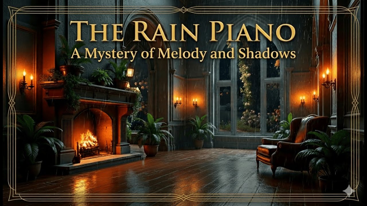Dark Academia Piano | Cozy Gothic Library Ambience & Crackling Fireplace 🕯️