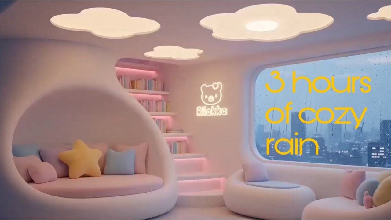 🌧 Cozy Kawaii Bedroom with Rain Sounds | 3 Hours of Relaxation & Sleep| Rilakkuma San
