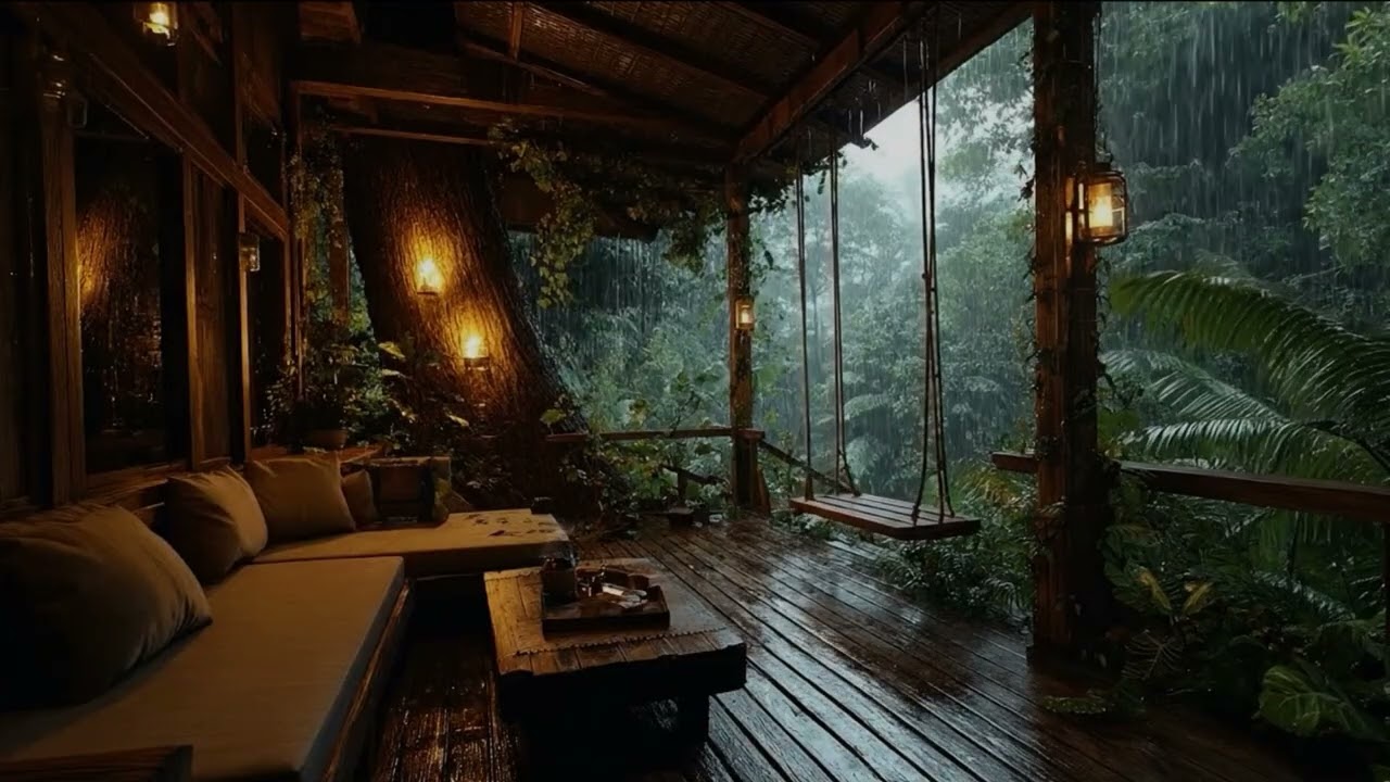 Gentle Forest Rain on a Cozy Hidden Cabin 🌲🌧️| Natural Rain Sounds for Sleep, Relaxing Night